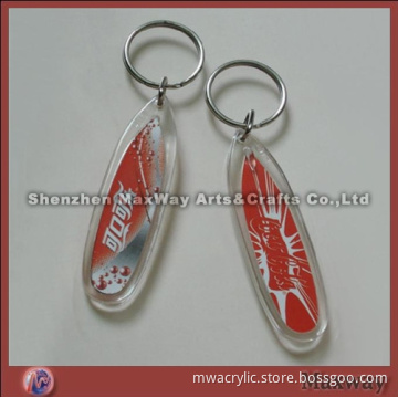Elegant clear promotion vacant oblong acrylic/PMMA key chain which customer can insert photo self